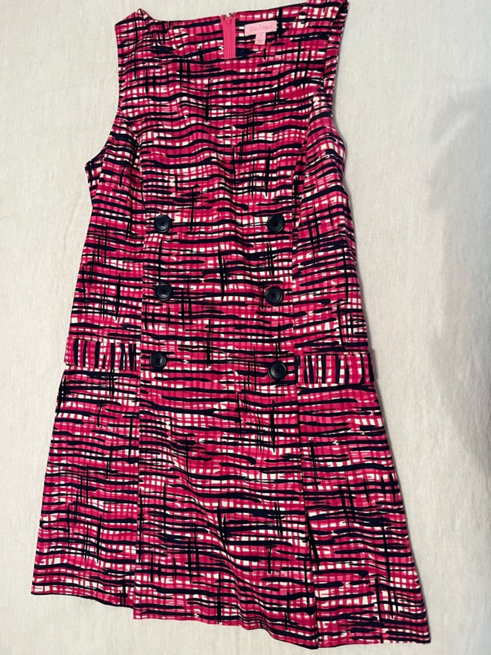 Lilly Pulitzer Pink & Navy Patterned Sleeveless Shift Dress